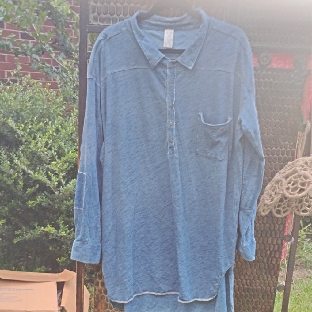 We The Free Denim Blue Button Down Shirt